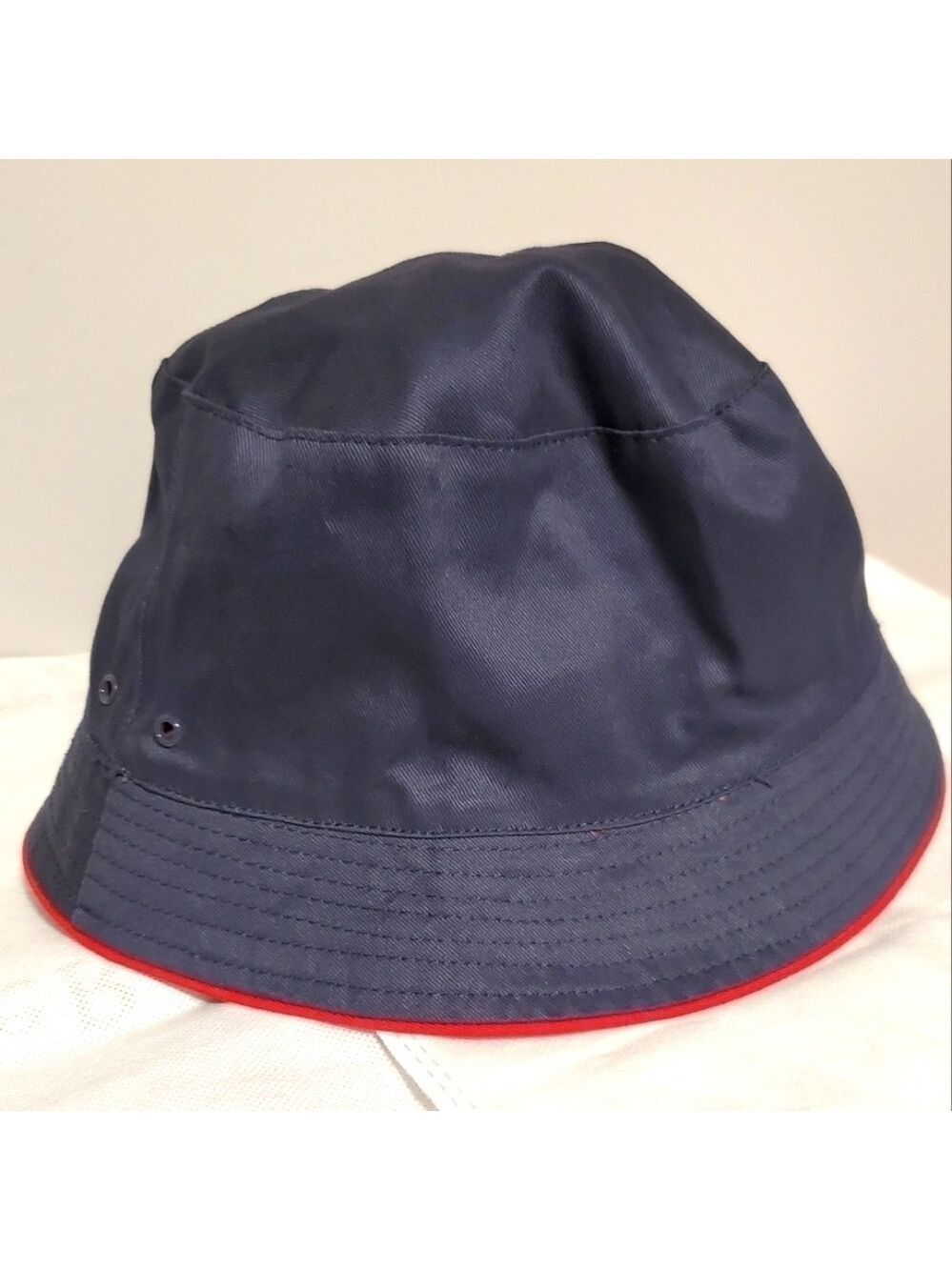 Le Chateau Y2K Bucket Hat Canvas Fabric Festival Lightweight Navy Blue Red Rare - Picture 2 of 7